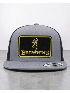 Browning Logo YP Classics 6006 Flat Bill Trucker Mesh Back Snapback grey/black